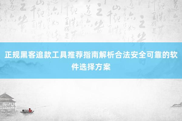 正规黑客追款工具推荐指南解析合法安全可靠的软件选择方案